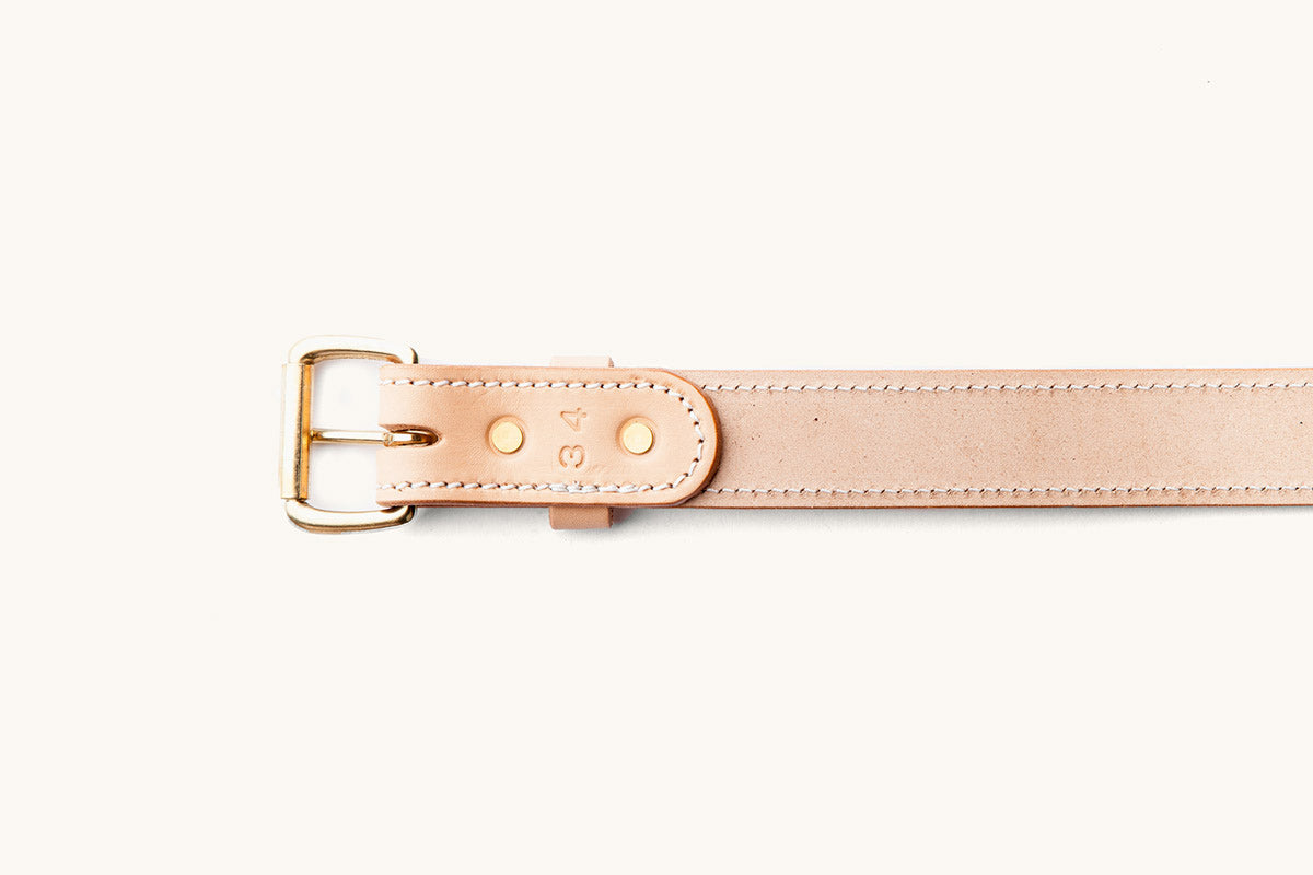 the underside of a sand colored leather in size 34